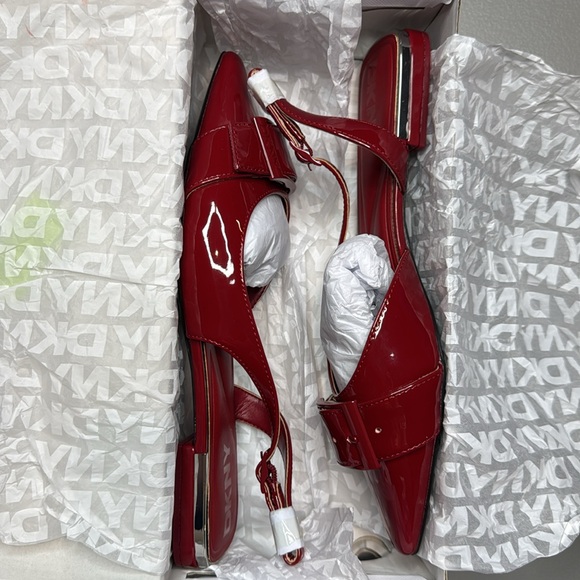 DKNY Clemma Buckle Slingback Flats Size 9.5 Ruby Red - Picture 4 of 8